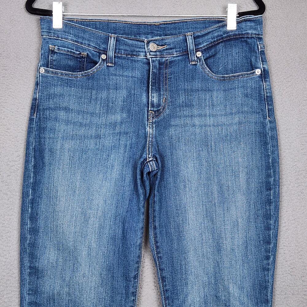 Levis Jeans Womens 29 Blue Mid Rise Straight Crop Stretch Denim Measure 33X25 - Picture 6 of 16